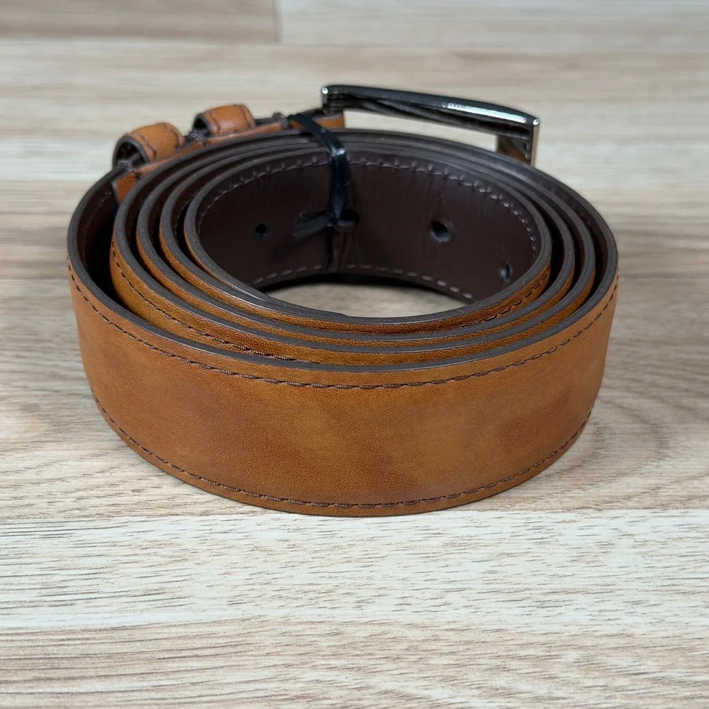 Allen Edmonds Belt Mens 46 Brown Leather Dress Italian Calfskin Made in USA